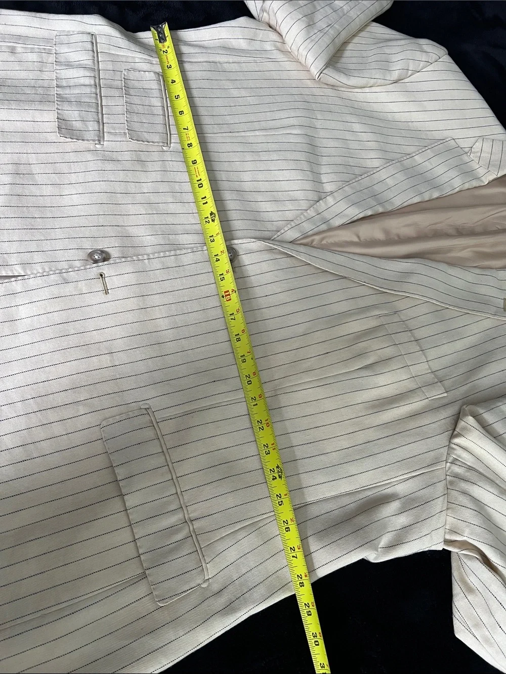 Wool & Linen Beige Woven Italian Fabric, Pinstripe Sport Coat